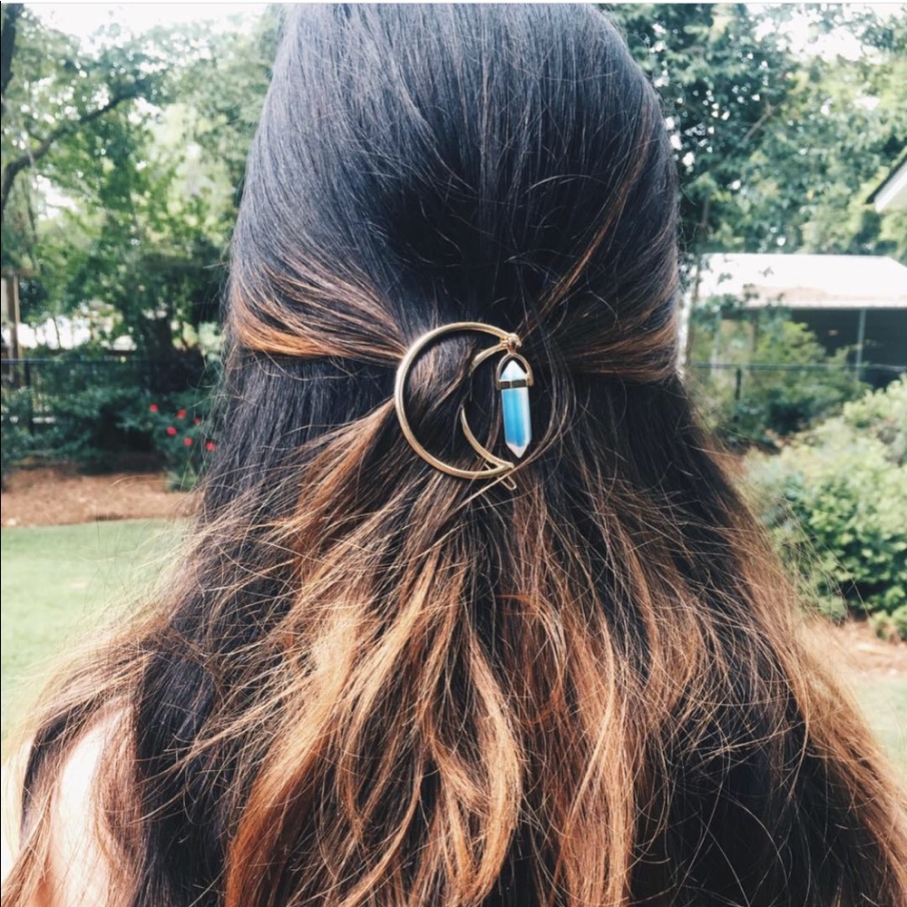 moon and gem hair clasp